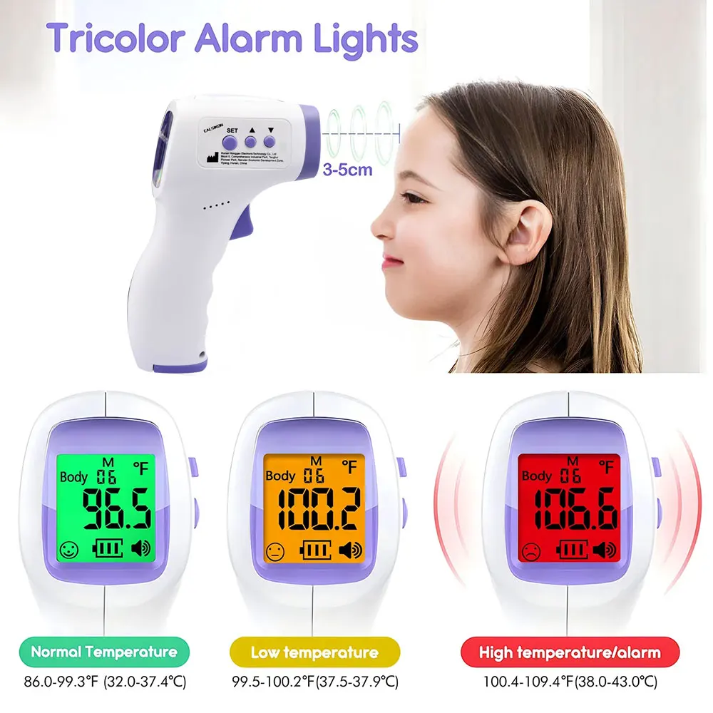 

Fever Thermometer Non-contact Medical Forehead Body Temperature Meter Digital Infrared Degrees Measure Monitor LED use battery