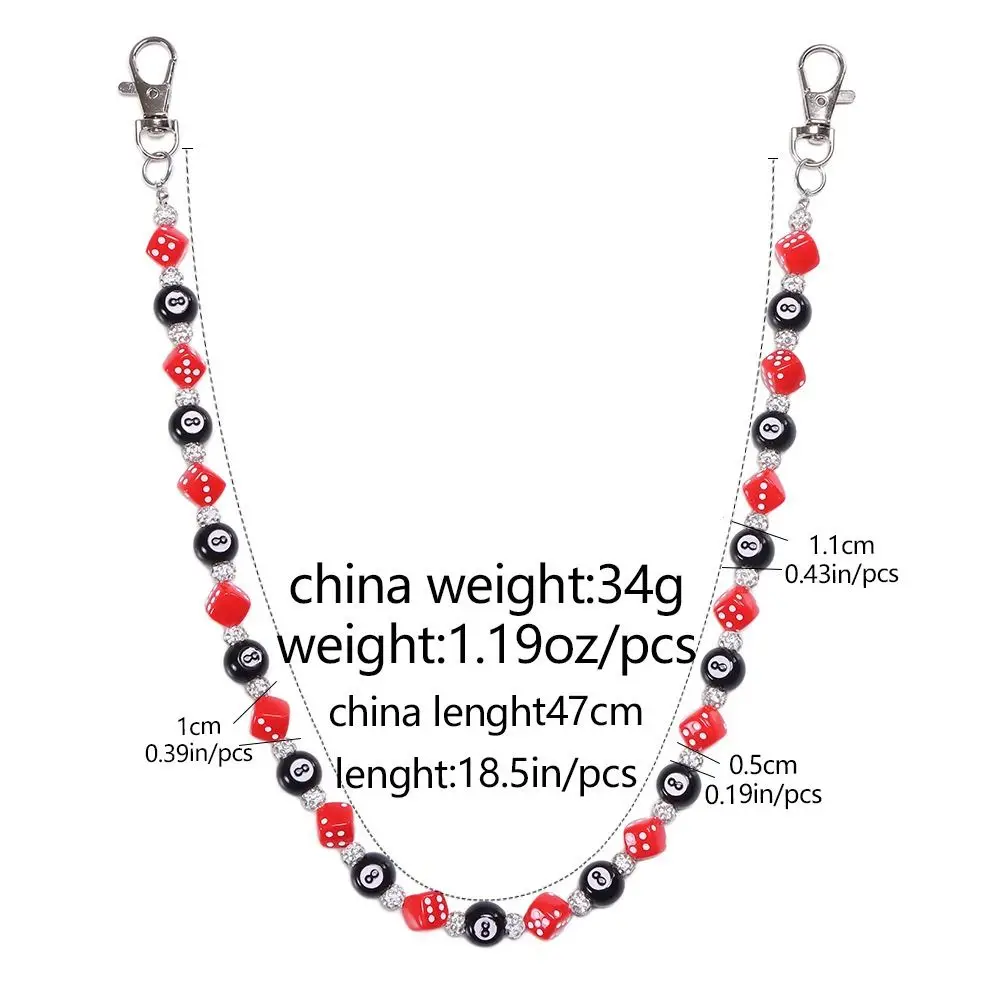 Jeans Chain Colorful Dice Waist Chain Zinc Alloy Billiard Ball Metal Pants Chain Harajuku Style Bag Chain Punk Belt Chain Male view 6