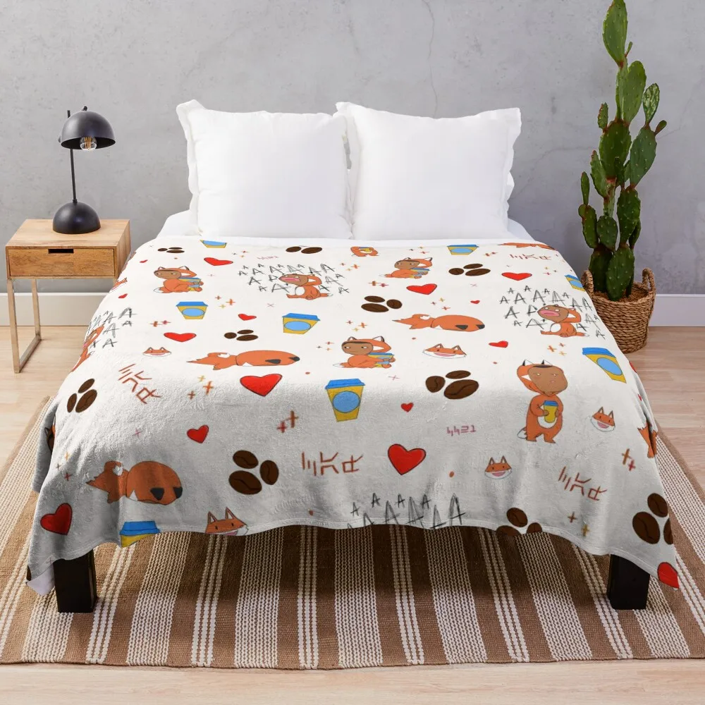 Fox N Caf Scatter Print Throw Blanket warm for winter blankets ands Blankets