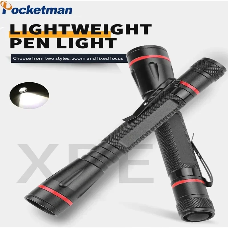 

High Power LED Flashlight Pen Light Mini Lightweight Pen Flashlights Telescopic Zoom Torch Portable Work Lights 1 Pack