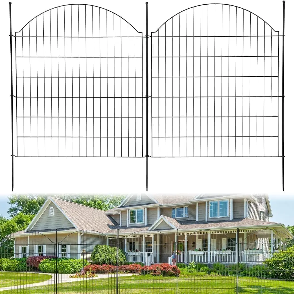 

10 Panels Decorative Garden Fences, 73.6 cm W x 81 cm H Metal Garden Fence for Outdoor No Digging Animal Barrier Fencing