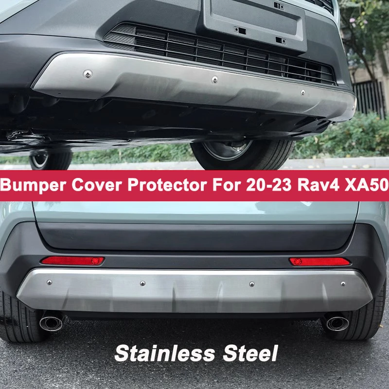 

For Toyota 2020 2021 2022 2023 Rav4 Front and Rear Back Bumper Bar Cover Trims Protecror Guard Stainless Steel