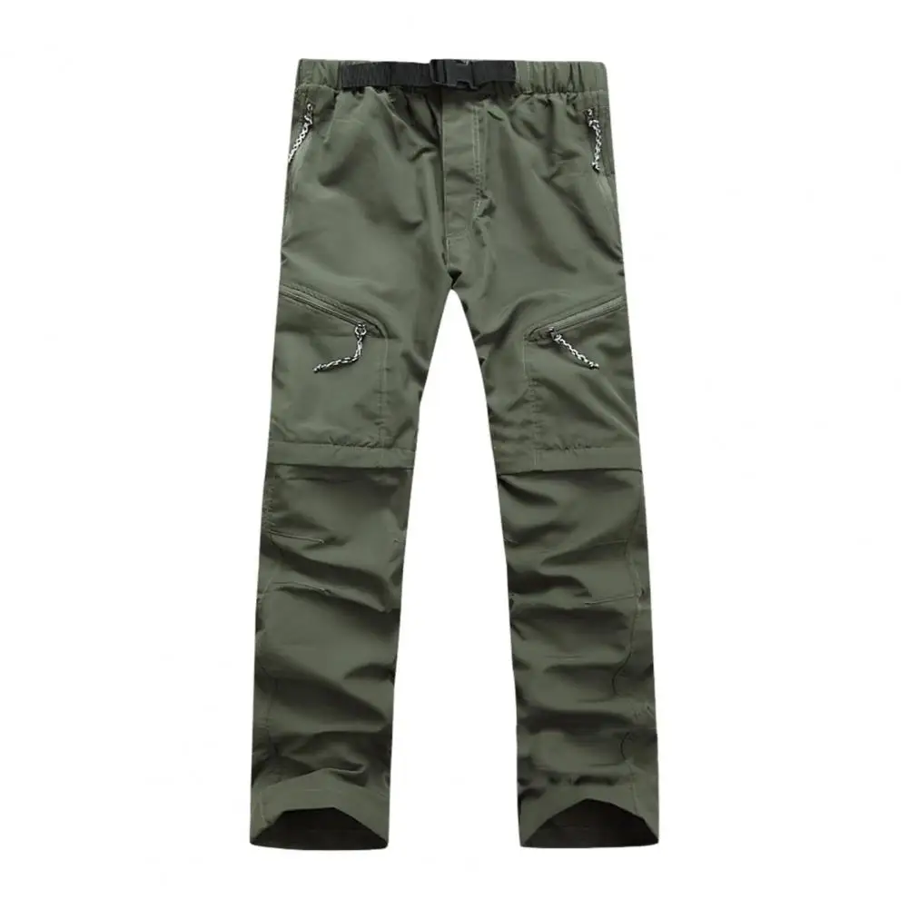 Men Elastic Waist Drawstring Pants Men's High Waist Outdoor Pants With Side Pockets For Summer Camping Quick Dry For Male