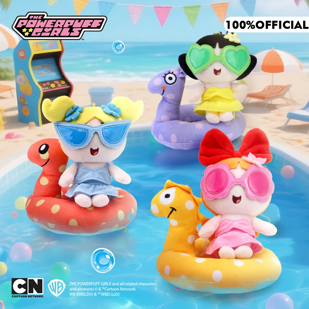 

Genuine The Powerpuff Girls Water Park Series Plush Stuffed Toys Cartoon Backpack Keychain Anime Plushies Toy Girls Gifts