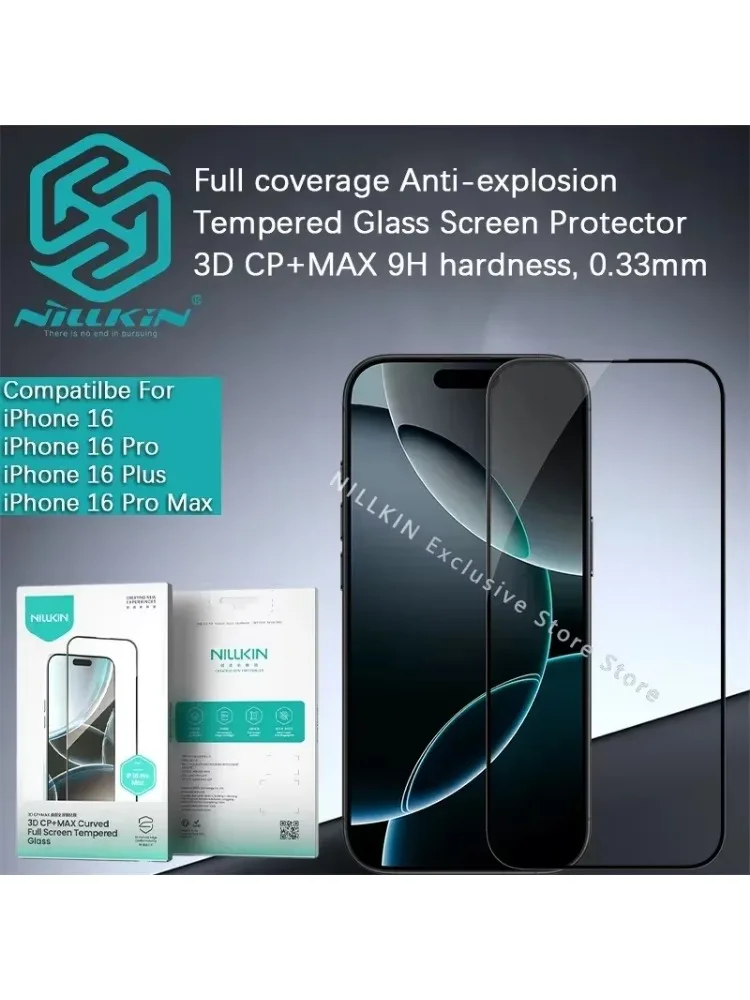 Nillkin dla iPhone 16 Pro Max/16 Pro 3D CP + MAX Pełne pokrycie szklanej folii hartowanej folii ochronnej na telefon komórkowy dla iPhone 16 Plus — zdjęcie produktu 7