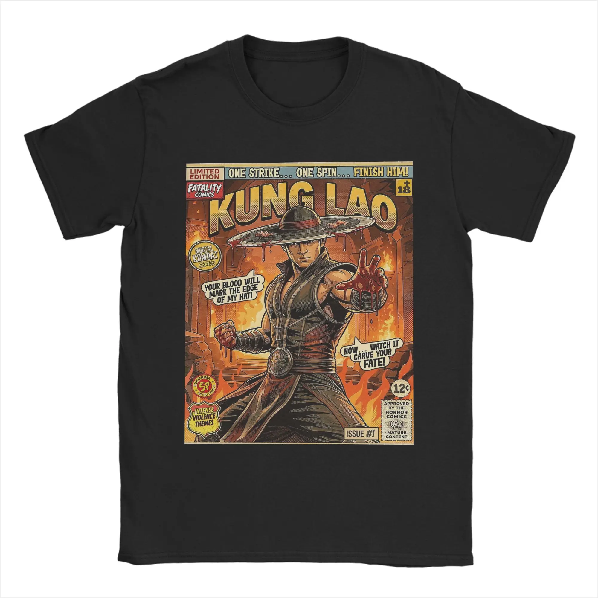 Kung Lao Vintage Retro Comic Cover Mortal Kombat Art T-Shirt for Men Women  Cotton Tee Shirt Crewneck T Shirts Plus Size Clothes