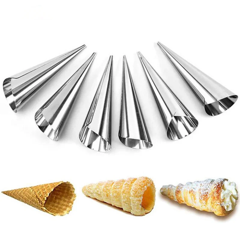 1/2/3PCS 6 Stainless Steel Piping Nozzle High Quality Piping Tip Conical Tube Croissant Piping Tip Spiral Mold Stainless Steel