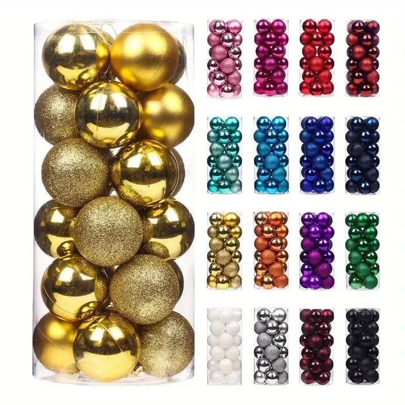 24 Stück 4 cm Weihnachtskugeln Ornamente für Weihnachten Weihnachtsbaum – bruchsichere Weihnachtsbaumschmuck hängende Kugel für Feiertage L