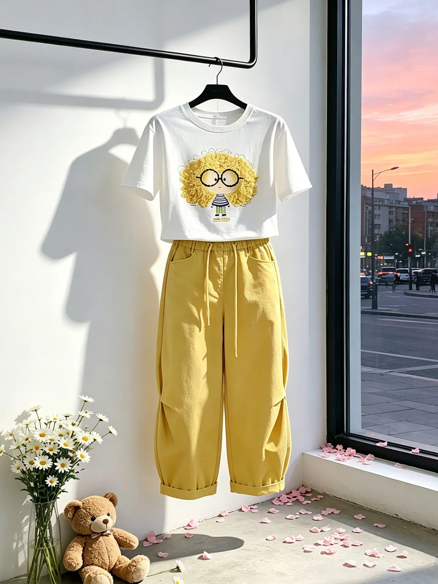 

Fashionable Short Sleeve T-Shirt And Wide Leg Pants Set for Women Breathable Lightweight Summer Outfit Casual Commute Style