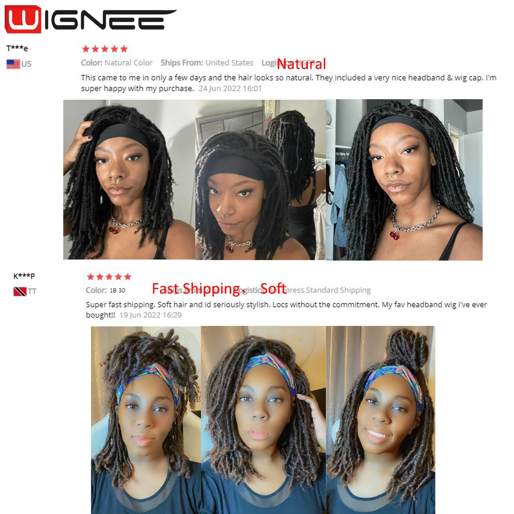 Wignee Long Dreadlock Wig Synthetic Hair Headband Crochet Braid Wig Heat Resistant Black Color Wigs For Black Women/Men In Daily