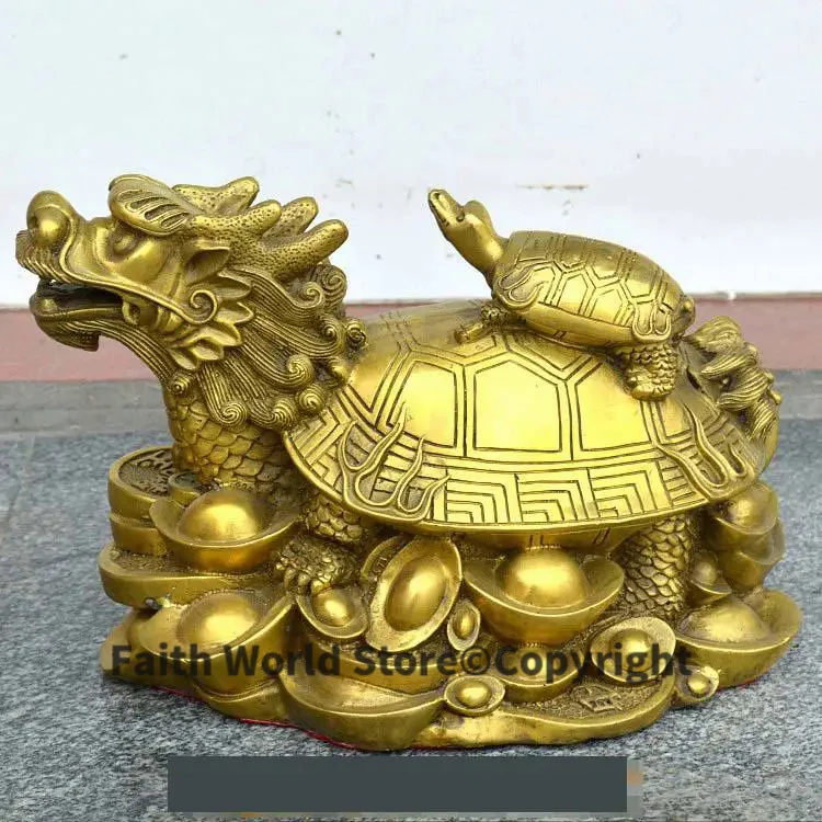 2024 HOME company shop good luck Business career prosperous FENG SHUI talisman golden dragon turtle COPPER statue Bring wealth