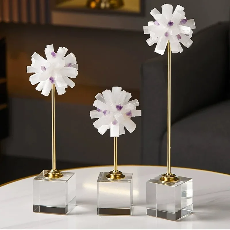 Modern light luxury home jewelry creative natural crystal ball characteristic model room entrance metal ornaments handicrafts