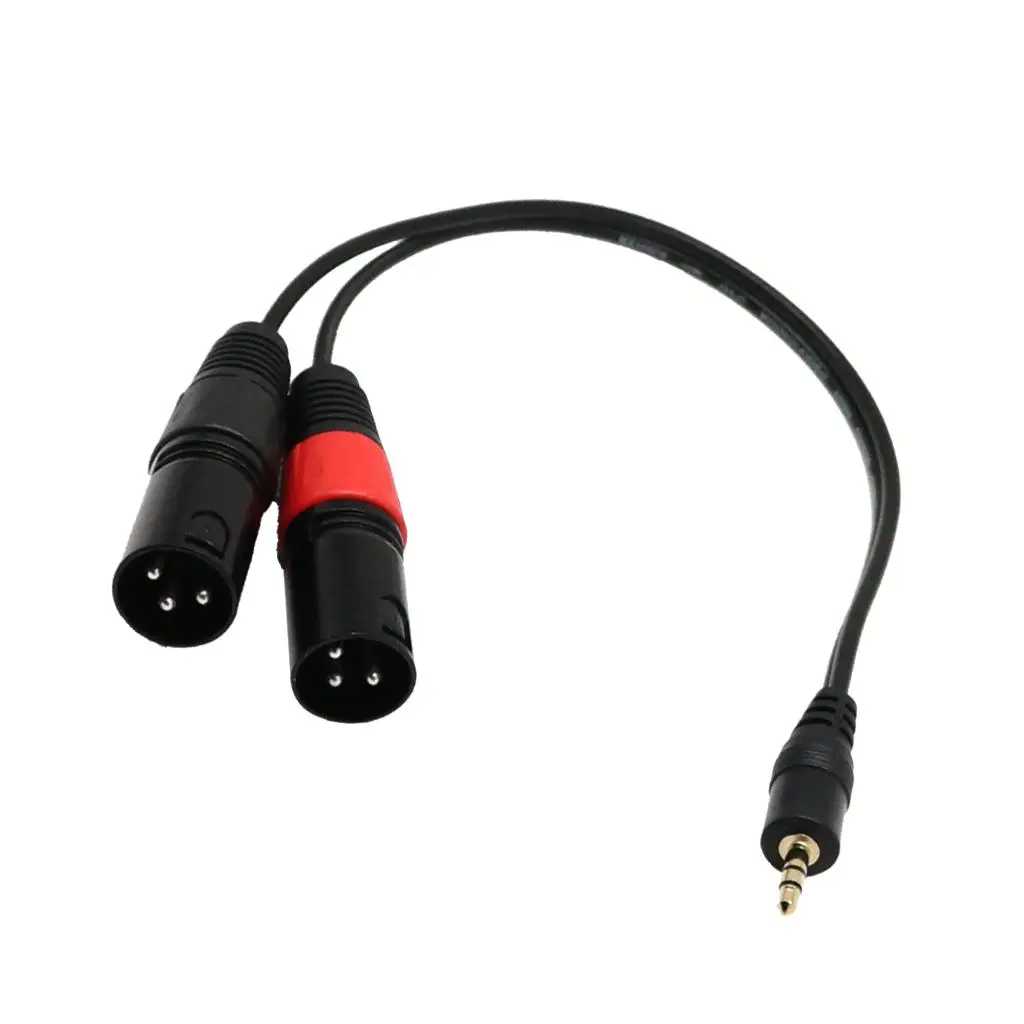 1Ft 1/8 '' 3.5mm Stereo Jack Plug TRS Audio to Two 3 Pole XLR