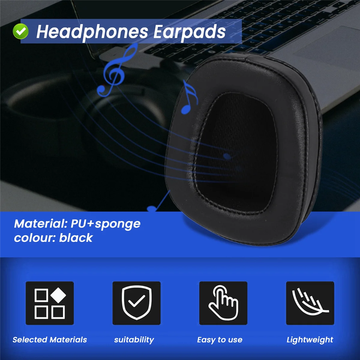 Almofadas de espuma para fones logitech, almofada de couro para g933, g935, g633/g, 933g, 935g, 633, 1 par