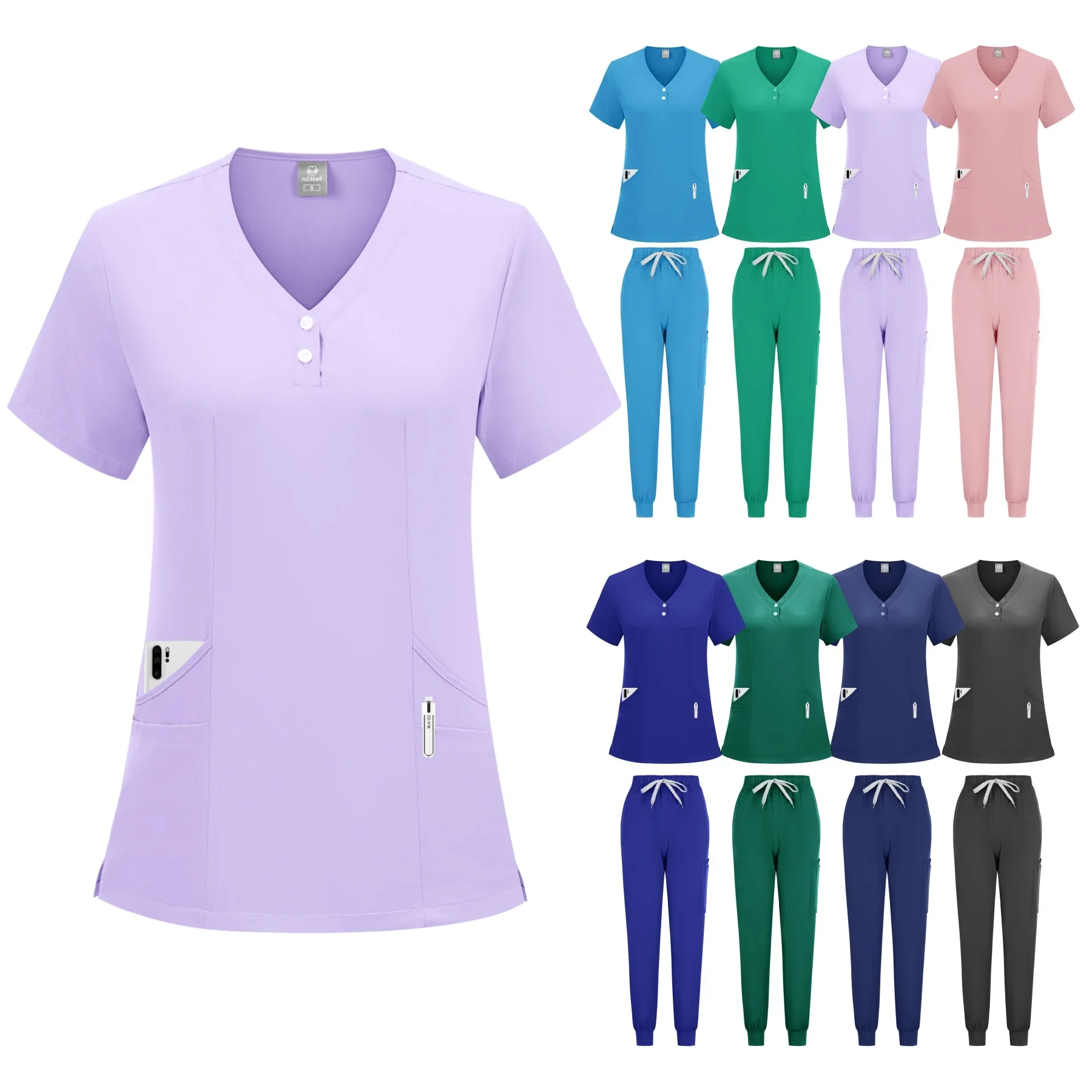 

New Nurse Uniform for Women Nursing Solid Surgical Gown High-quality Doctor Scrub Sets Unisex Hospital Work Wear Wholesale