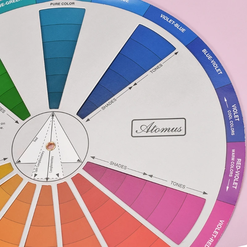 New Paper Card Design Color Mixing Wheel Chart Guidance Round Central Circle Rotates Pigment