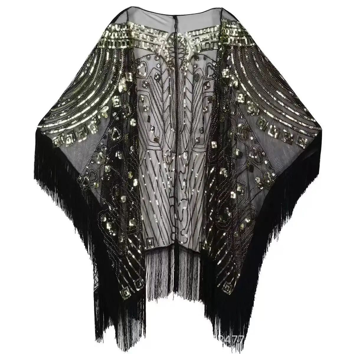 Women\'s 1920s Shawls and Wraps for Evening Dresses Oversized Sequin Beaded Fringed Wedding Cape  cosplay costumes