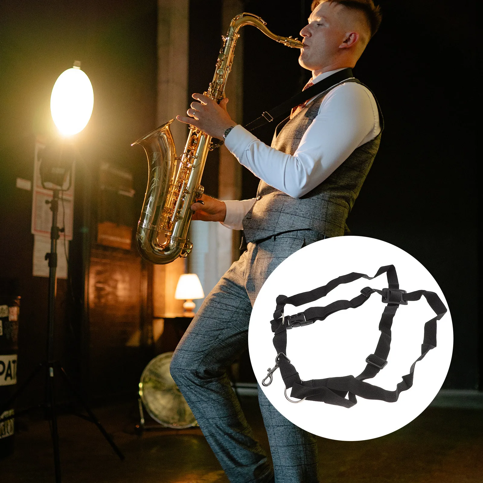 

Harness Strap Adjustable Nylon Sax Shoulder Chest Belt For Adult Kids Sax Chest Strap Replacement Accessory