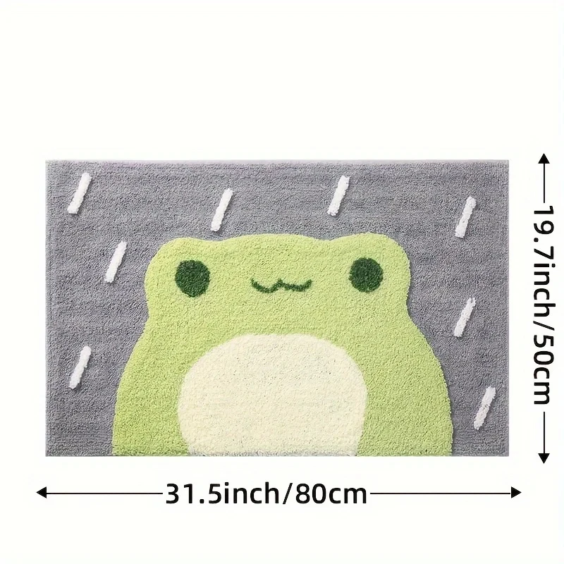 VIKAMA Cute Cartoon Frog Plush Bath Mat Non-Slip Absorbent Soft Washable Floor Rug for Bathroom Shower Room Home