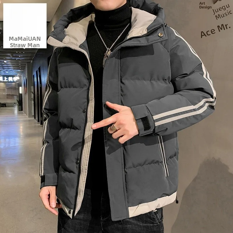 남성용 다운 코튼 재킷 두꺼운 겨울 코트 따뜻한 방풍 후드 코트 긴 소매 폴리에스터 섬유 멕시코 스타일 캐주얼 웨어