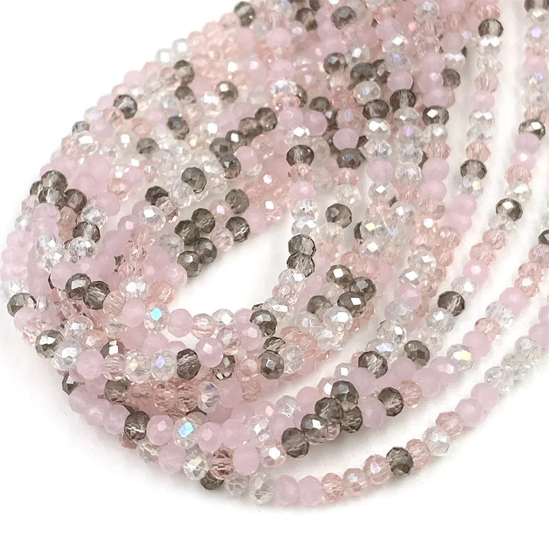 2mm Faceted Rondelle Crystal Beads Loose Spacer Glass Beads for Jewelry Making DIY Necklace Bracelet Accessories