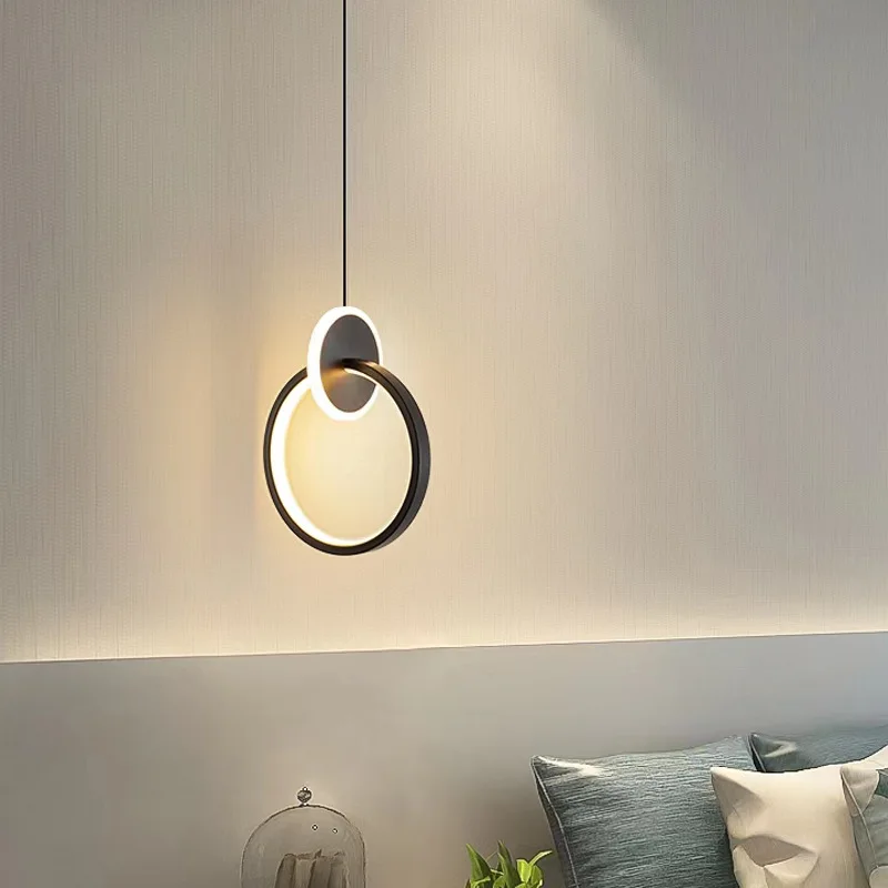 Modern LED Room Decor Indoor Lighting Bedside Living Room Circle Acrylic Hanging Lamps for Ceiling Pendant Light Chandeliers