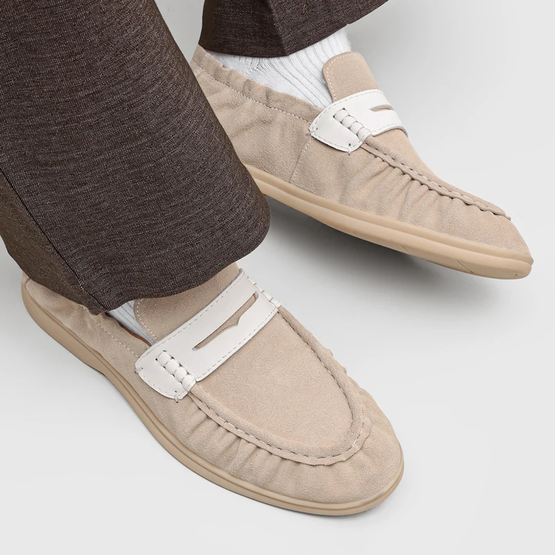New Men Pleated Suede Loafers Suitable for Business Leisure Commuting Driving Daily Wear Single Shoes