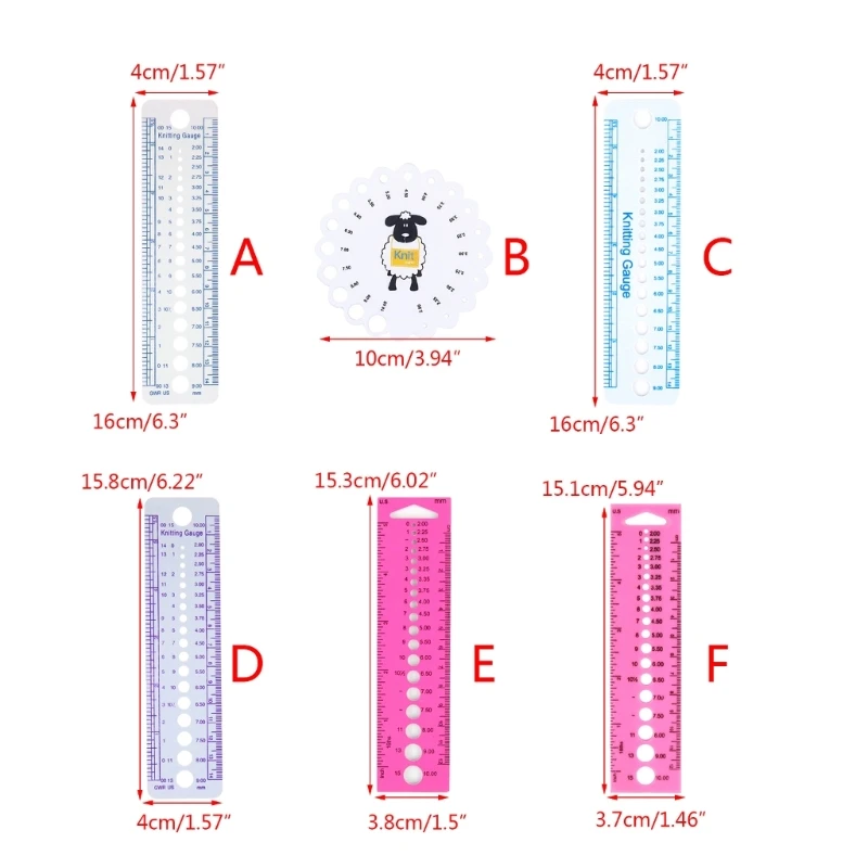 Knitting Measuring Ruler Needle Sizing Tool Knitting Needle Measuring Tool Dropshipping