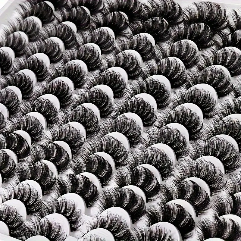 48 pairs of mixed false eyelashes in 6 styles, with fluffy and curly eye-catching thick 8D strip false eyelashes