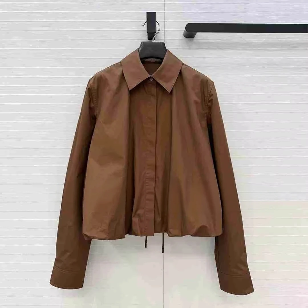 Elegant Fashion Drawstring Tied Flower Bud Design Sweet Shirt Women 2026 New Lapel Long Sleeve Solid Color Loose Chic Blouses
