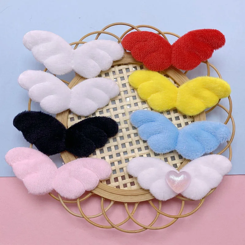 42Pcs 5.8*2.4CM Double Side Felt Angel Wing Padded  Appliques For DIY Hair Clip Accessories  Garment Headwear Bag Decor Patches