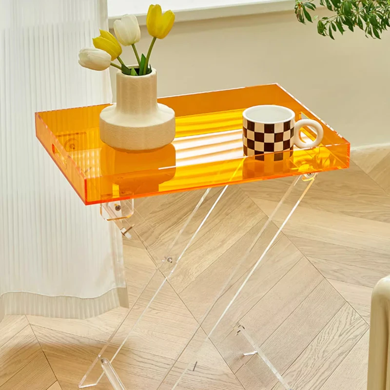 

Lazy space acrylic folding table Internet celebrity ins transparent table designer creative home portable square table