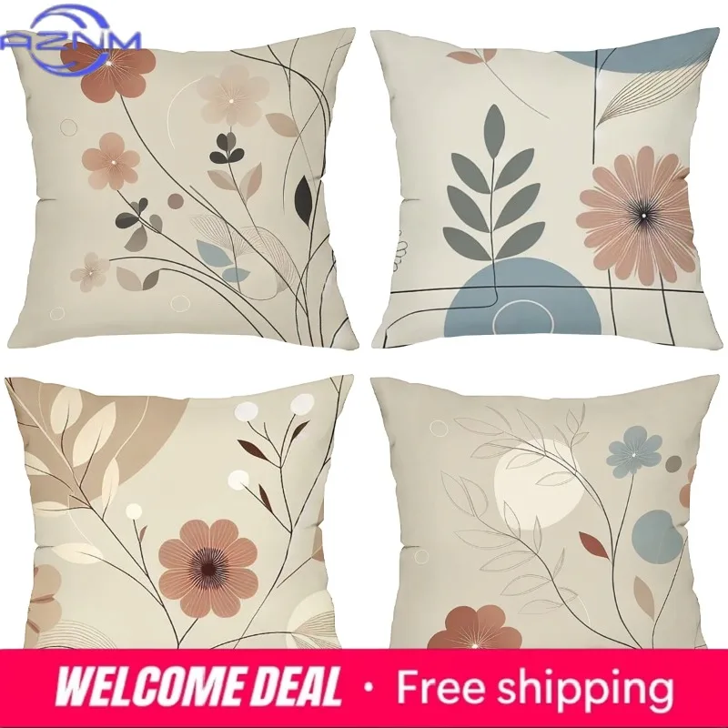 Floral Patterned Throw Pillows For Modern Home Decor Polyester pillowcase, sofa decorative cushion cov Headboard Pillow