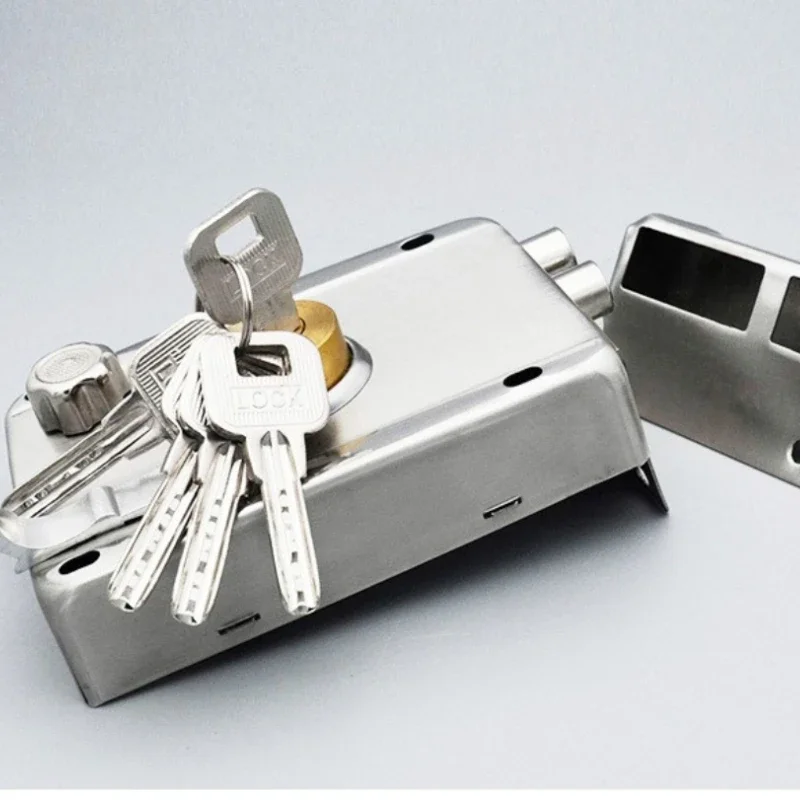 Stainless Steel Casing Copper Lock head+Copper Tongue Exterior Gate Locks Security Anti-Theft Lock Multiple Insurance Lock
