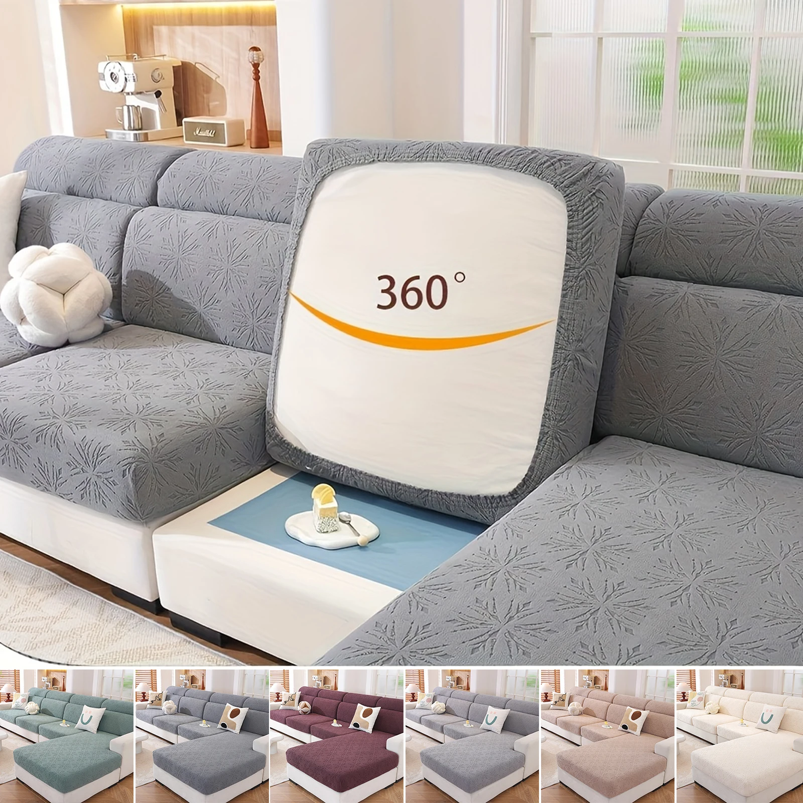 

Newest Elastic Sofa Cover Set Non-Slip Stretch Couch Cover for L-Shaped/Sectional Sofa Solid Color Floral Pattern Sofa Protector
