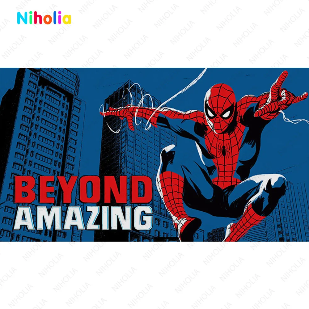 Spiderman Theme Birthday Backdrop Decoration Marvel Superhero Kids Boys Party Red Backgrounds Photography Cylinder Studio Banner