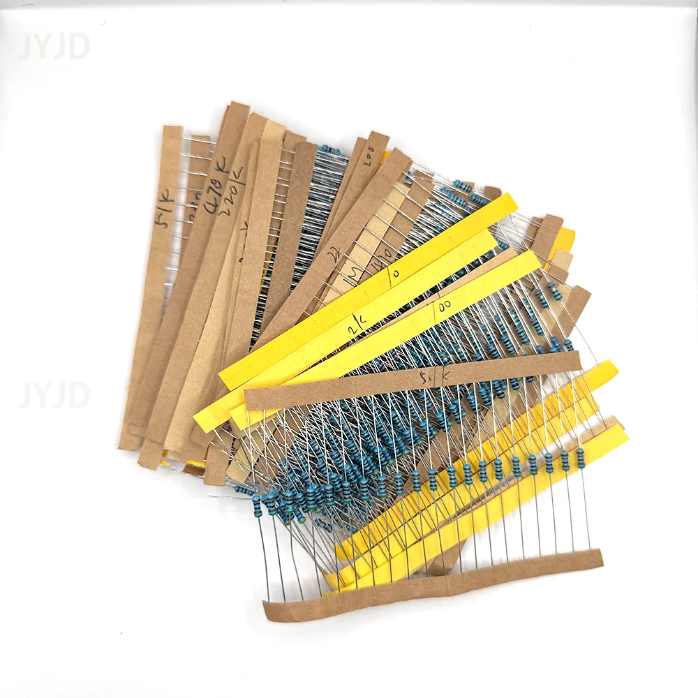 300/600pcs 30 Kinds 1/4W Resistance 1% Metal Film Resistor Pack Assorted Kit 1K 10K 100K 220ohm 1M Resistors