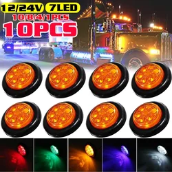 10/8/4/1PCS 12/24V 7 LED Truck Turn Signal Lamp Side Marker Lights for Trucks  2\ Round Trailer Clearance Lights Tail Light