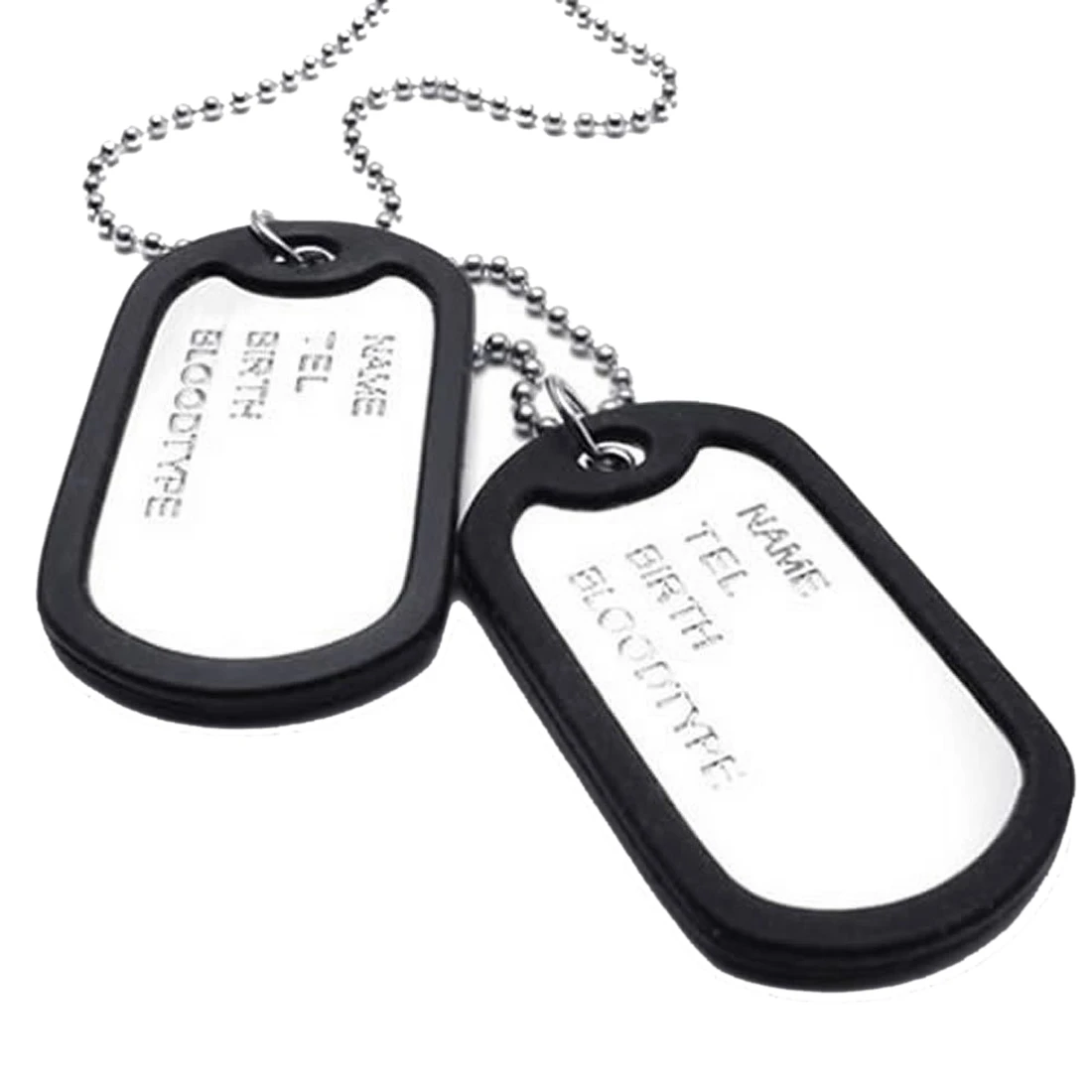 

APB-Ювелирное мужское ожерелье, подвеска с двумя бирками в стиле собаки и цепочкой 68 см, серебристо-черный