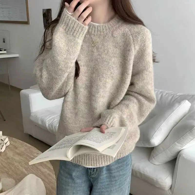 الخريف والشتاء موضة جديدة المرأة أنيقة محبوك هوديي الدافئة وسميكة الكشمير الكورية طويلة الأكمام سترة القمم البلوز #5