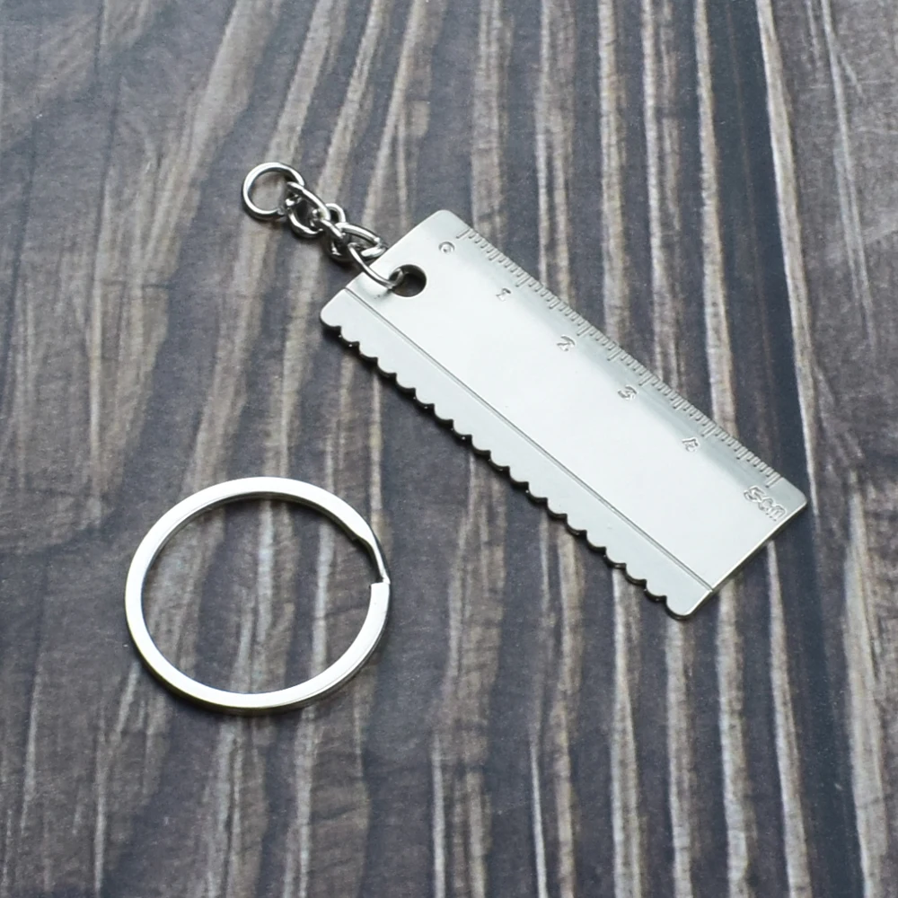 1pc Portable Mini Metal Ruler 5cm Scale with Key Pendant Measuring Tools