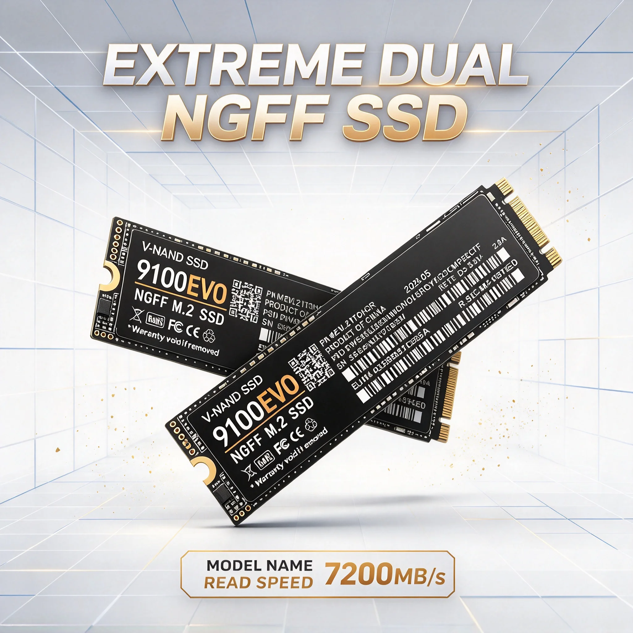 High Performance 9100 EVO M.2 2280 NGFF SSD PCIe Gen4 500GB 1TB 2TB 4TB 7200MB/s Internal Solid State Drive for PC System Upgrad