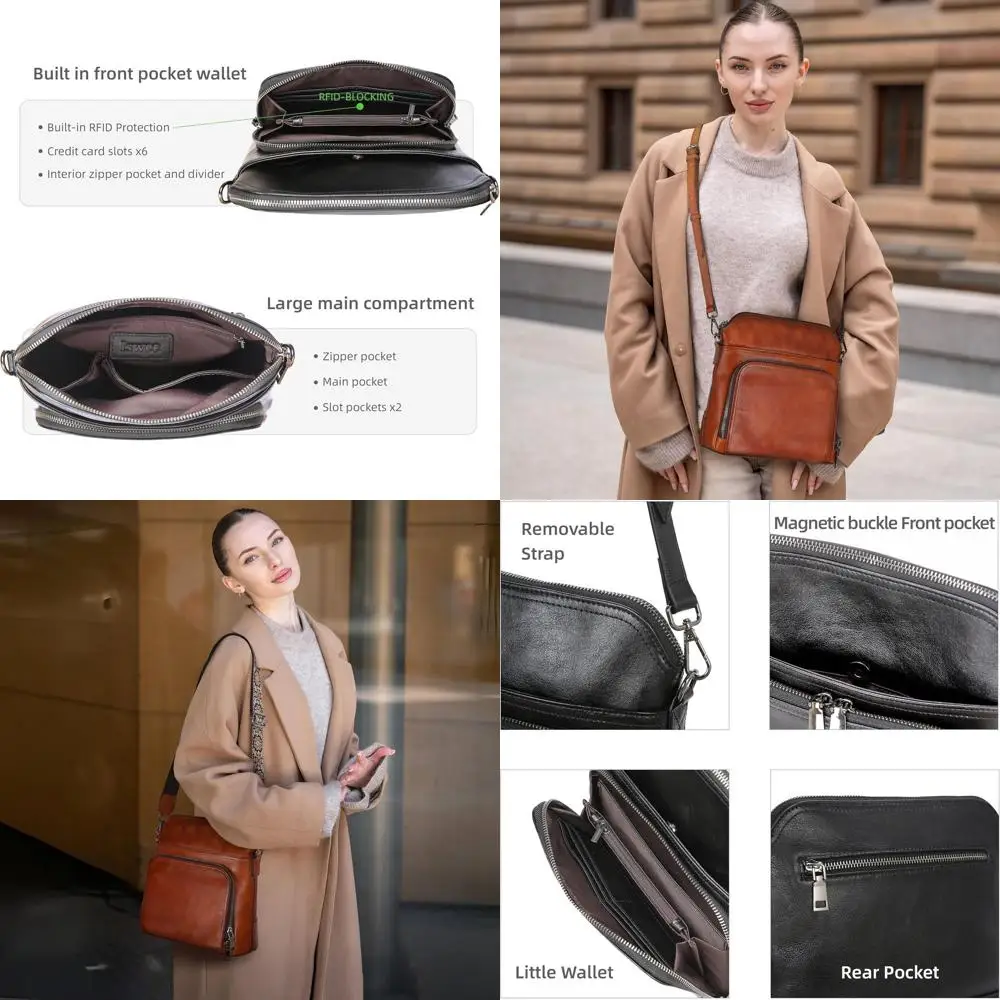 

Multi-Pocket Crossbody Bags for Women: Lightweight Medium Shoulder Bag, Functional Travel Purse