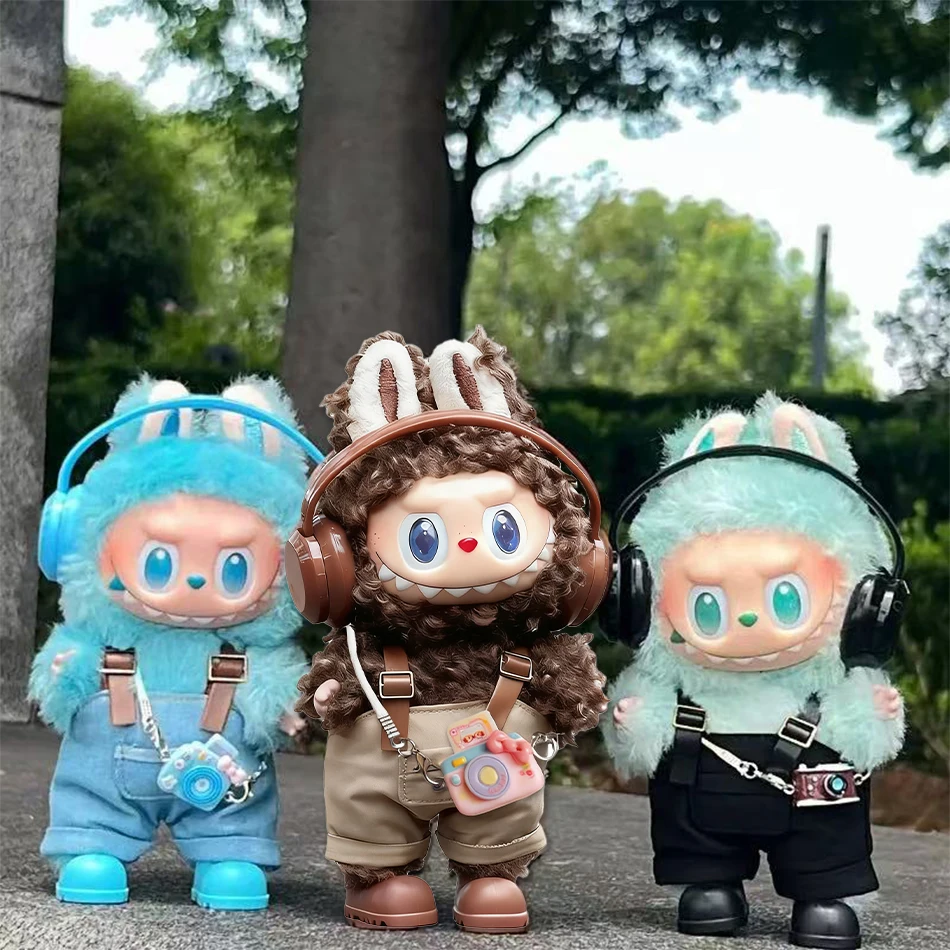 15/17Cm For Labubu Clothes Dolls Sitting Party 1St 2Nd 3Rd Headphones Overalls Shoes Set Apparel Accessories Lovely Outfit Gift