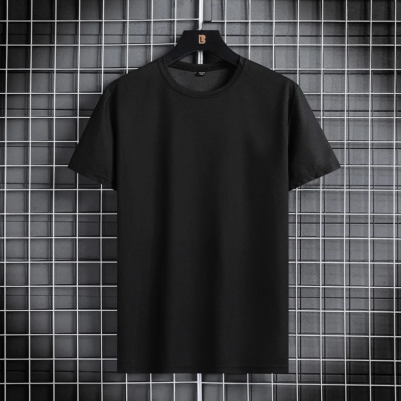 تي شيرت بأكمام قصيرة للرجال والنساء ، رقبة مستديرة ، قصة ضيقة ، بلوزة جيدة التهوية ، أحادية اللون ، جري ، عصرية ، كورية ، صيف