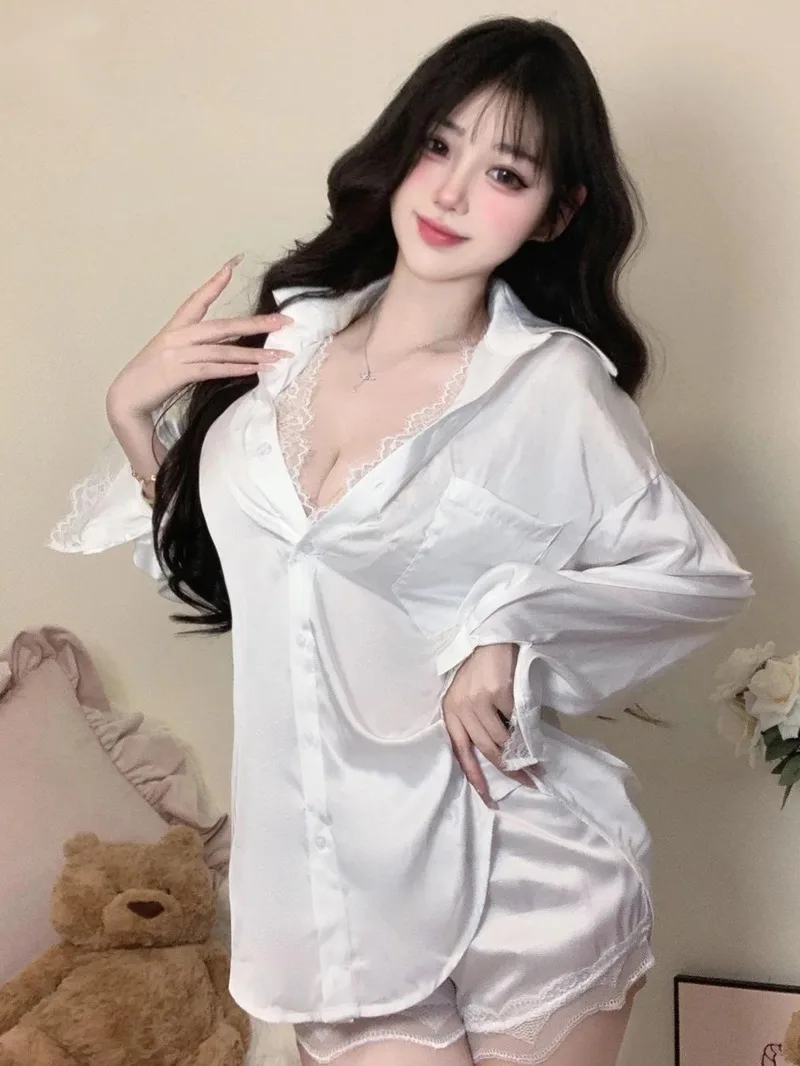 

Новые комплекты шорт в стиле Pure Desire, однотонные женские тонкие кружевные комплекты из двух предметов, домашняя одежда, очаровательные повседневные повседневные шорты WU8W