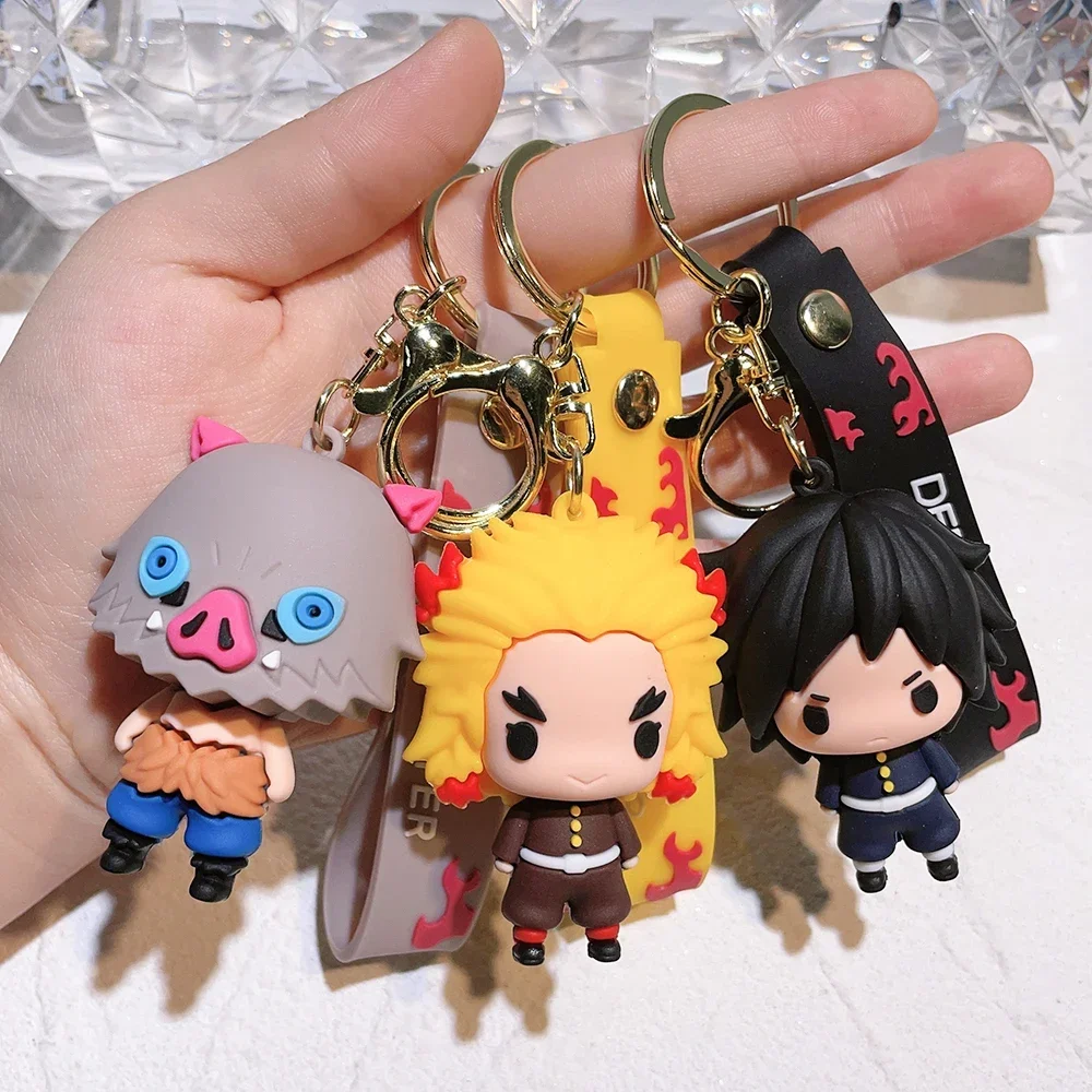 Hot Demon Slayer Kimetsu Yaiba Blade of Ghost Keychain Cute Characters Bag Pendant Car Key