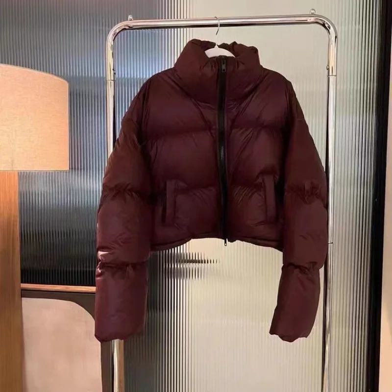 Parkas holgadas y gruesas para mujer, ropa de abrigo, chaqueta de invierno cálida y elegante negra, chaquetas acolchadas con cordón elástico, novedad de 2024 Ins