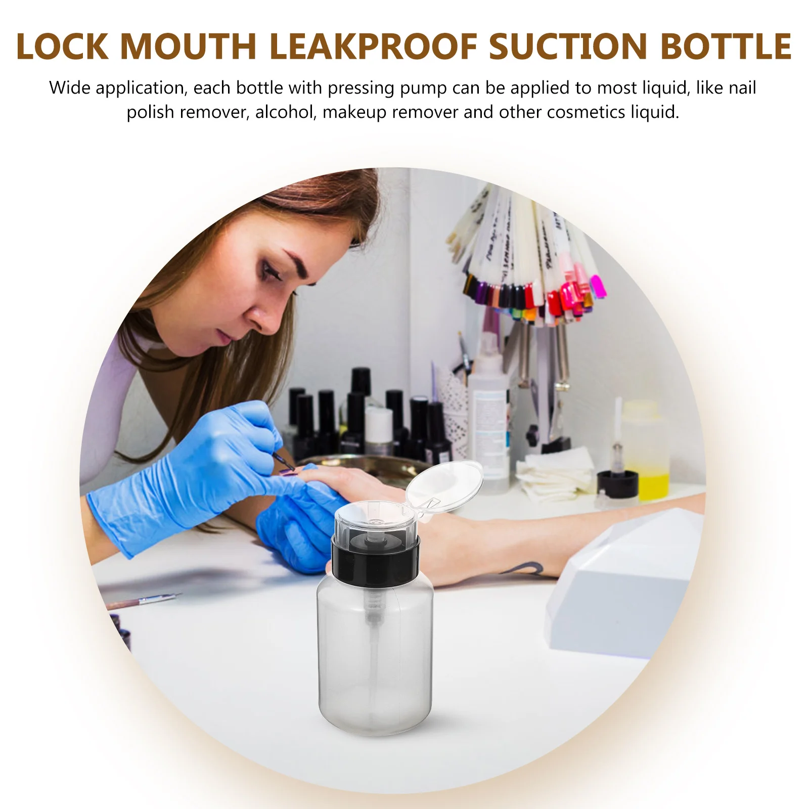 

3Pcs PP Bottles with Press Pumping Dispenser Easy Carry Nail Color Remover Dispensers for Personal Or Salon Use