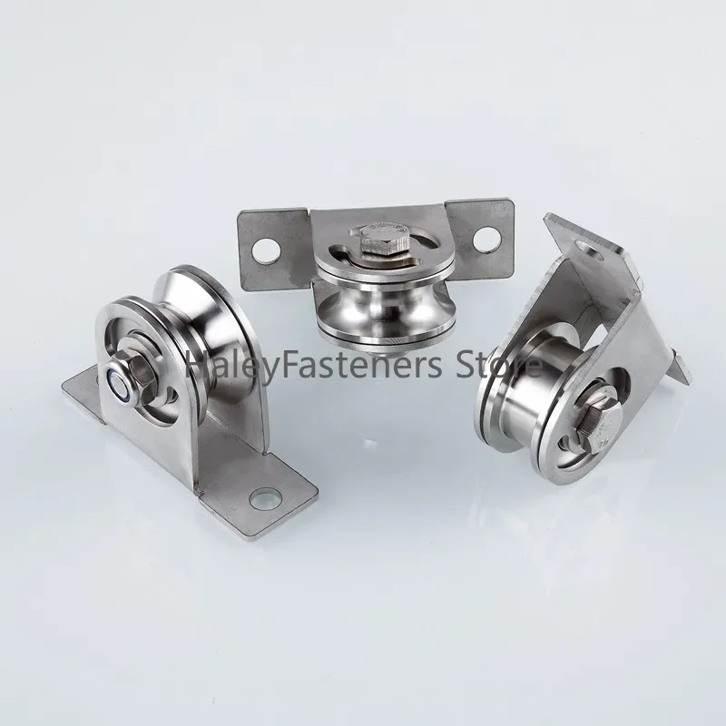 2/4PCS Stainless Steel Pulley Block Kit Silent Pulley Heavy Duty Fixed Pulley Detachable Loading 176 Lb Lifting Wheel Tools